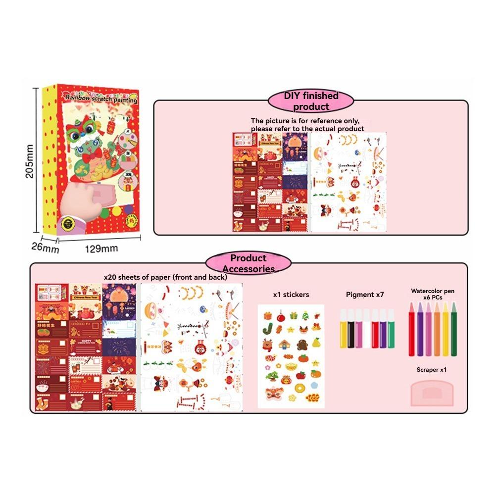 Животный узор DIY Радуга Scratch Art DIY Материал Радуга Точка Scratch Painting Искусство для детей
