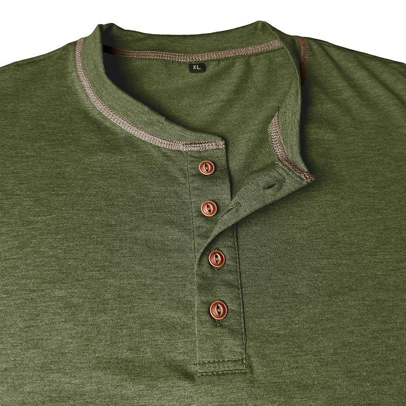 Мужская летняя рубашка-henley с коротким рукавом в американском ретро-стиле