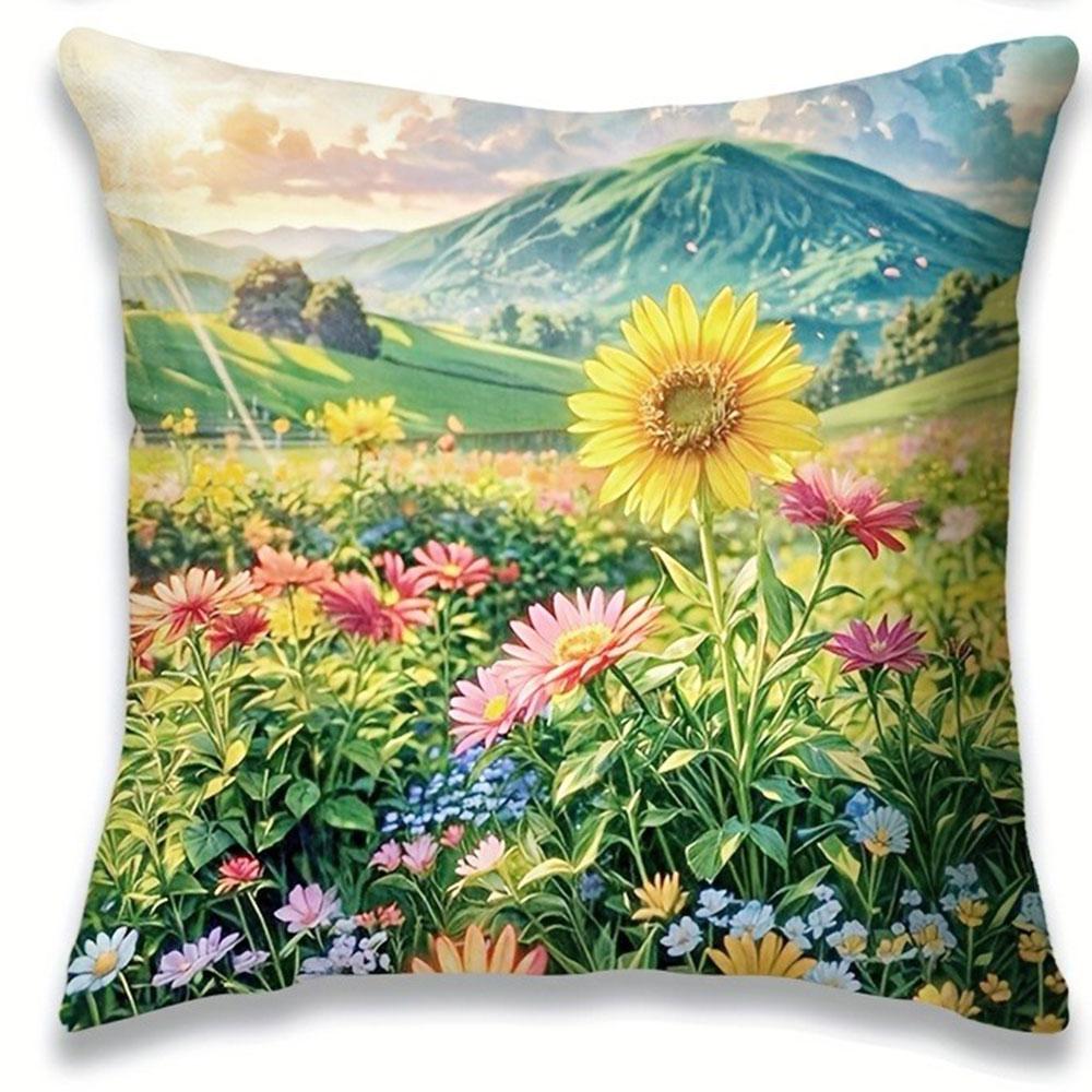 4Pc Vintage Wildflower Pattern Home Decor Pillowcase Bedroom Living Room Sofa Decoration Polyester Cushion Cover With Zipper