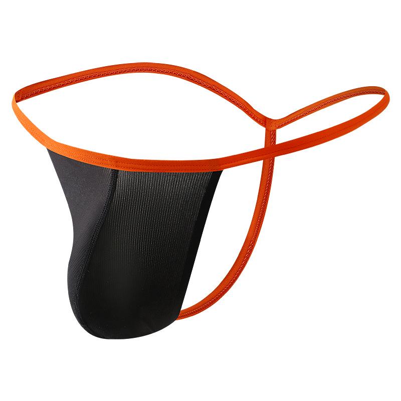 Мужские стринги с низкой посадкой из ледяного шелка с тонкими бретелями и U-образным гульфиком
