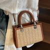Korean version niche simple woven handbag women's 2025 summer new messenger small square bag high value handbag