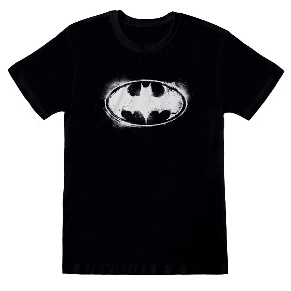 DC Comics Womens/Ladies Mono Batman Distressed Logo Boyfriend T-Shirt