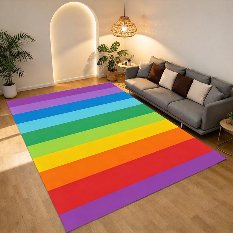 Rainbow Stripes Living Room Nonslip Area Rug Soft Carpet For Bedroom Game Playroom Sofa Office Home Decor Doormat Christmas Gift C926589