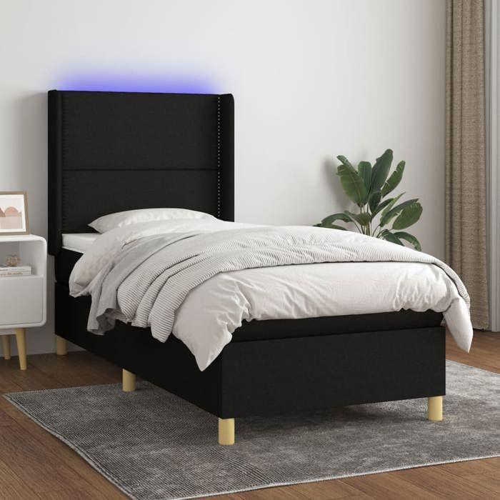 VidaXL Slat Bed Base with Mattress and LED, Upholstered Bed, Single Bed, Adult Bed for Interior Bedroom, 3138759