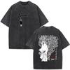 Vintage Washed Anime Vagabond Miyamoto Musashi Manga Tshirts Men Women Clothing Casual Cotton Short Sleeve Oversized T Shirts
