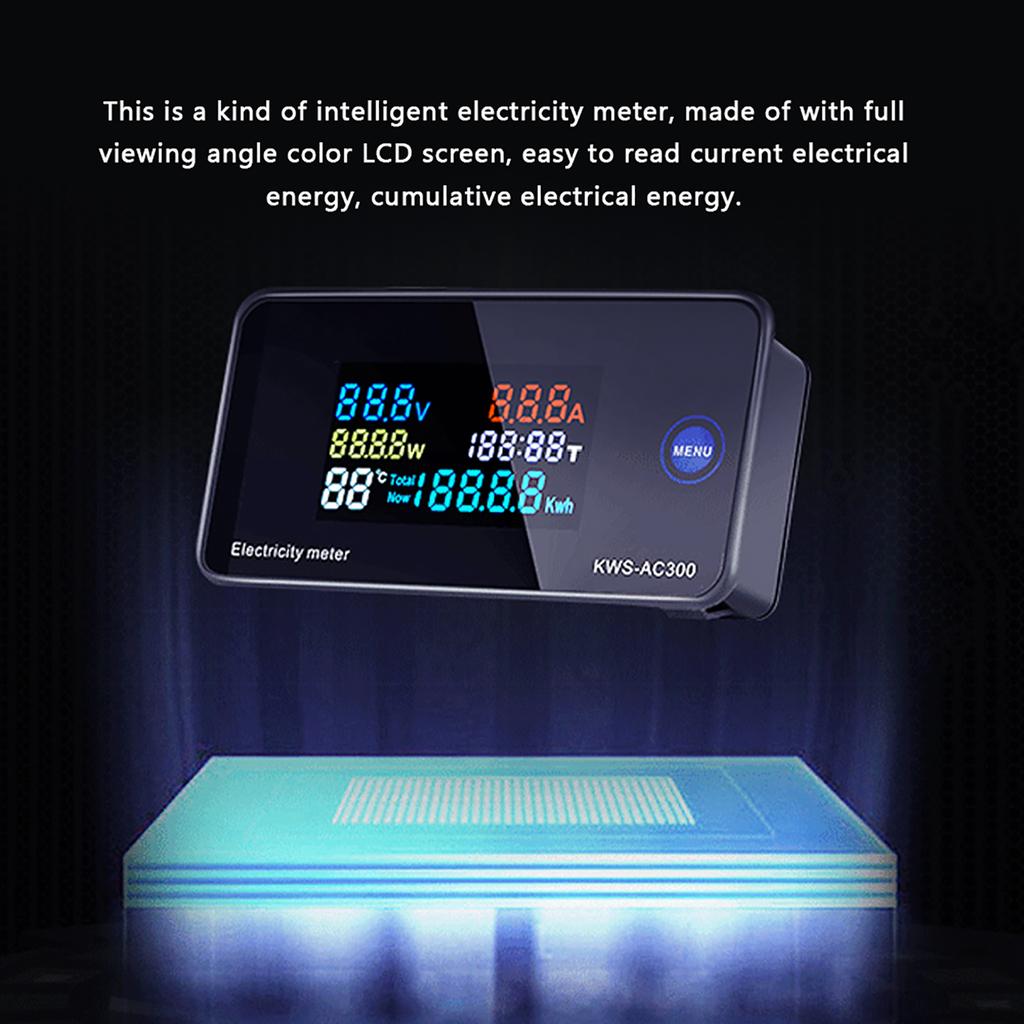 AC50 300V Digital Voltmeter Ammeter Power Current Voltage Temperature Humidity Measurement Device 10A 100A Close CT