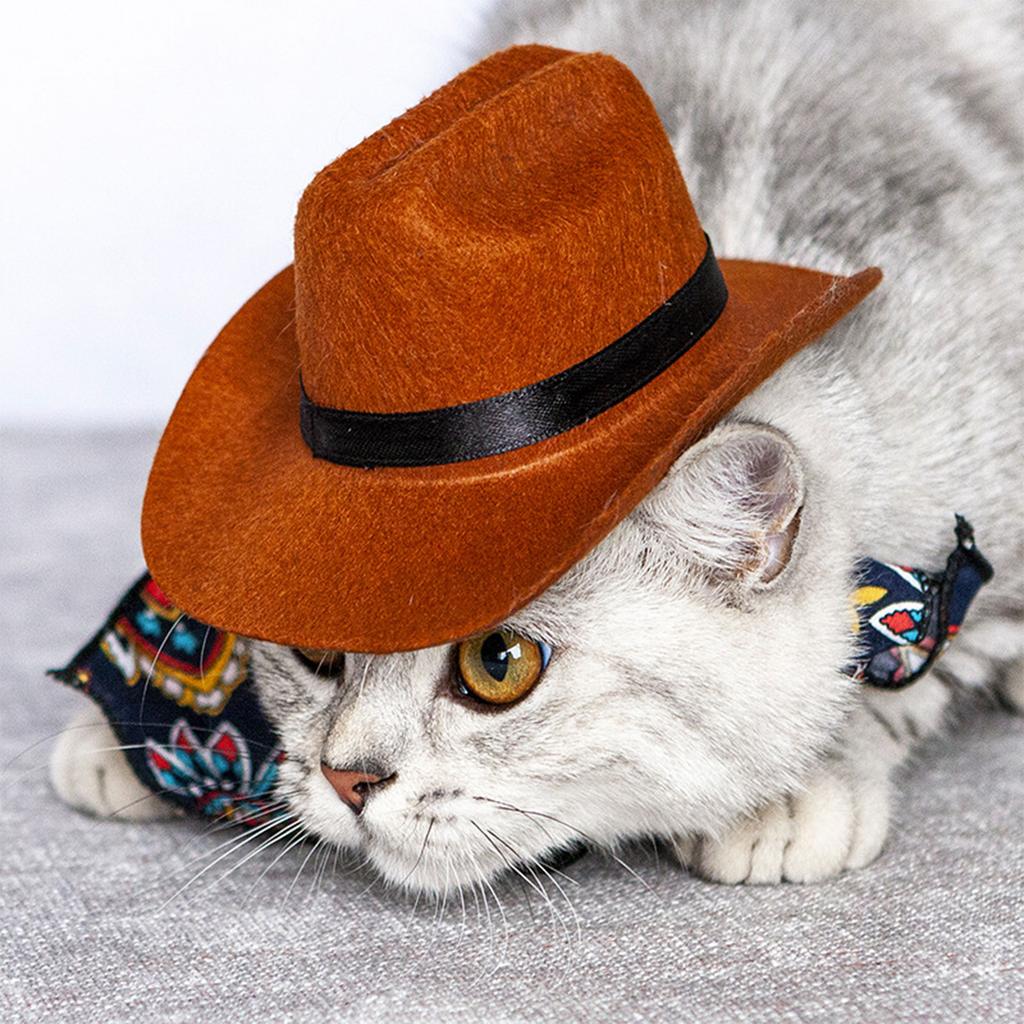 Fashion Cowboy Hat for Cats Dogs Festival Party Pet Cowboy Cap Puppy Costume Lovely Tiny Top Hat Headgear for Teddydogs
