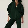 Женский однотонный длинный рукав с капюшоном и V-образным вырезом, толстовка с капюшоном, костюм на осень-зиму, свободный топ, широкие брюки