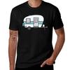 Blue Striped Camper TShirt Gym Exercise Short Sleeve TShirt