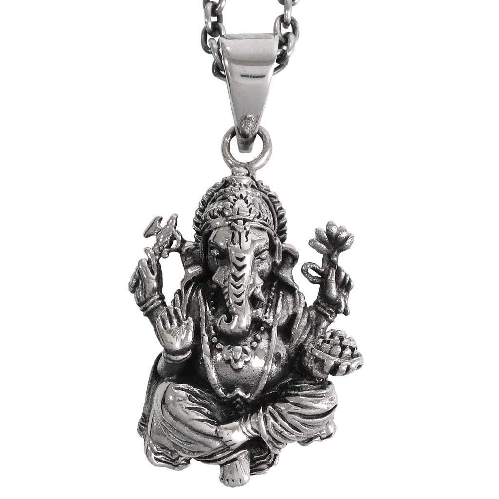 Серебряное колье Гин но Ганеша Серебро 925 пробы Индийский бог Амулет [Синдзюку Кура] (с цепочкой) Мужской