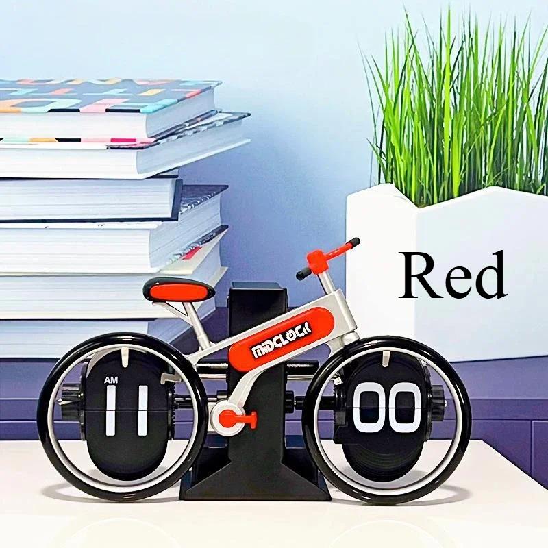 Modern Flip Desk Clock Elegant Simple Silent Nordic Bicycle Table Clock Unique Cute Clock Children Minimalist Interior Watch Office Decoration