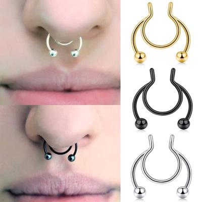 Цельнокроеное платье для женщин поддельные перегородки носа гвоздики красочные нос кольцо ювелирные изделия из нержавеющей стали без пирсинга