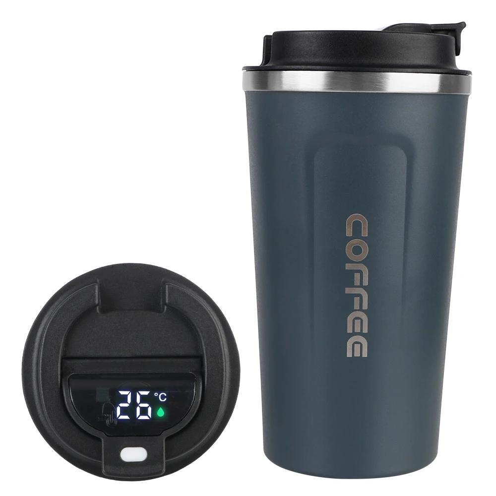 Smart Coffee Tumbler 380ml 510ml Stainless Steel Intelligent Temperature Display Travel Mug Thermos Cup with Portable Rope