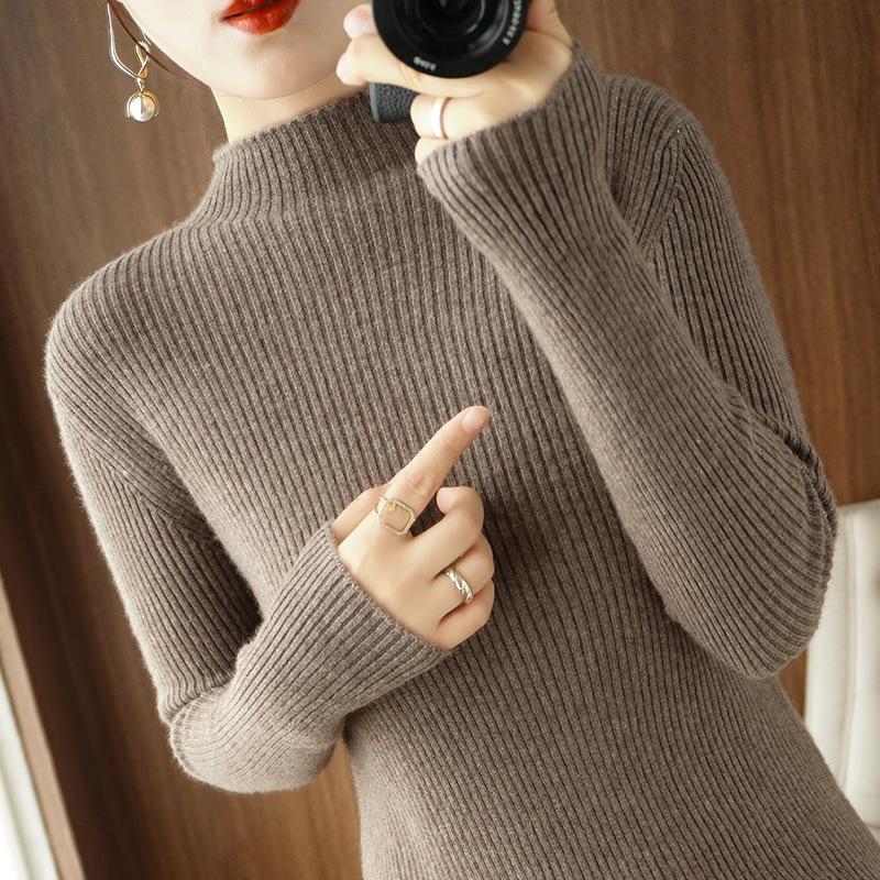 INDFS Женская мода Повседневный Осень Зима Однотонный Принт Длинный Рукав Полуводолазка Свитера