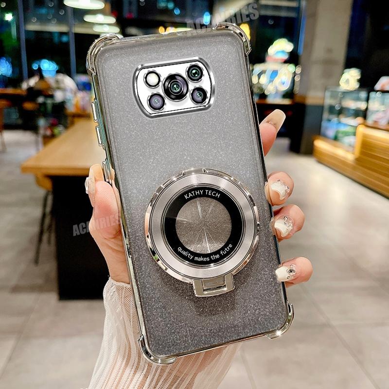 Pocox3pro Роскошный чехол-держатель с покрытием для Xiaomi Mi Poco X3 Pro X3pro Pocox3 Nfc противоударный защитный силиконовый чехол-подставка Poko X 3