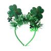 St. Patrick's Day Headband Glitter Shamrock Top Hat Hair Hoop Festive Clover Hairband for Women Girls Boys Parties Events Dress Up