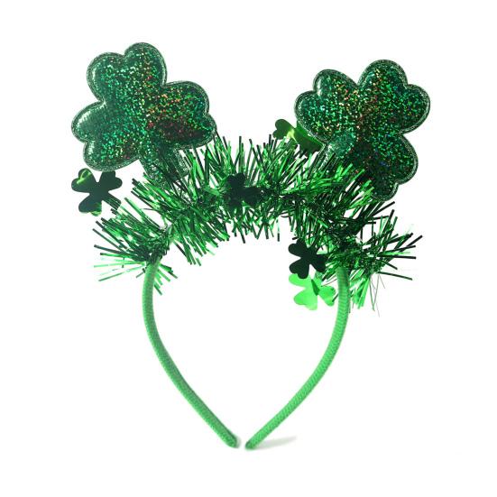 St. Patrick's Day Headband Glitter Shamrock Top Hat Hair Hoop Festive Clover Hairband for Women Girls Boys Parties Events Dress Up