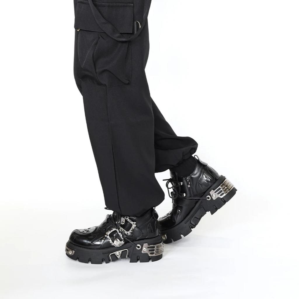 Мужские и женские винтажные рок-парные туфли, новые темные панковские кожаные ретро-ботинки, металлический нишевый дизайн, унисекс, туфли на одной платформе