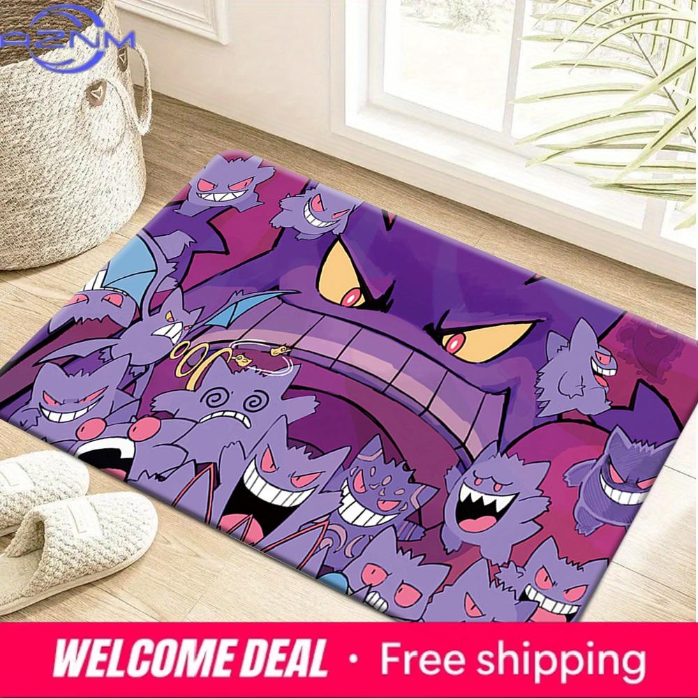 Pokemon Gengar Evolution Purple Collage Print Non-slip Doormat, Soft Absorbent Floor Rug for Home Decor