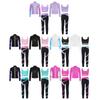 Kids Girls Figure Skating Tracksuits Long Sleeves Athletic Shirt with Vest Tops Leggings Sports Gymnastics Fitness Yoga Outfits