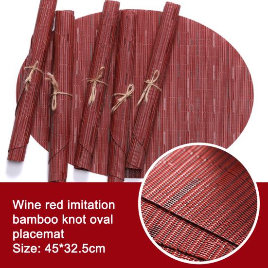 2 шт., подставка для столовых приборов с бамбуковым узором, овальная, противоожоговая, термостойкая, нескользящая, водонепроницаемая, теплоизоляция, ПВХ, можно мыть в посудомоечной машине, украшение для обеденного стола