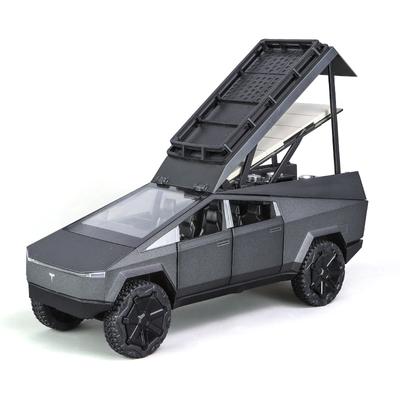 1/24 Tesla Cybertruck Кемпинговый автофургон из литого сплава Игрушечная модель автомобиля Звук и свет Детские игрушки Коллекционные предметы Подарок на день рождения