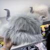 Большая черная пушистая женская шапка Мужская и женская зимняя шапка с рожками и ушами Ветрозащитная и теплая шапка для велоспорта Милая шапка с плюшевой коровьей головой