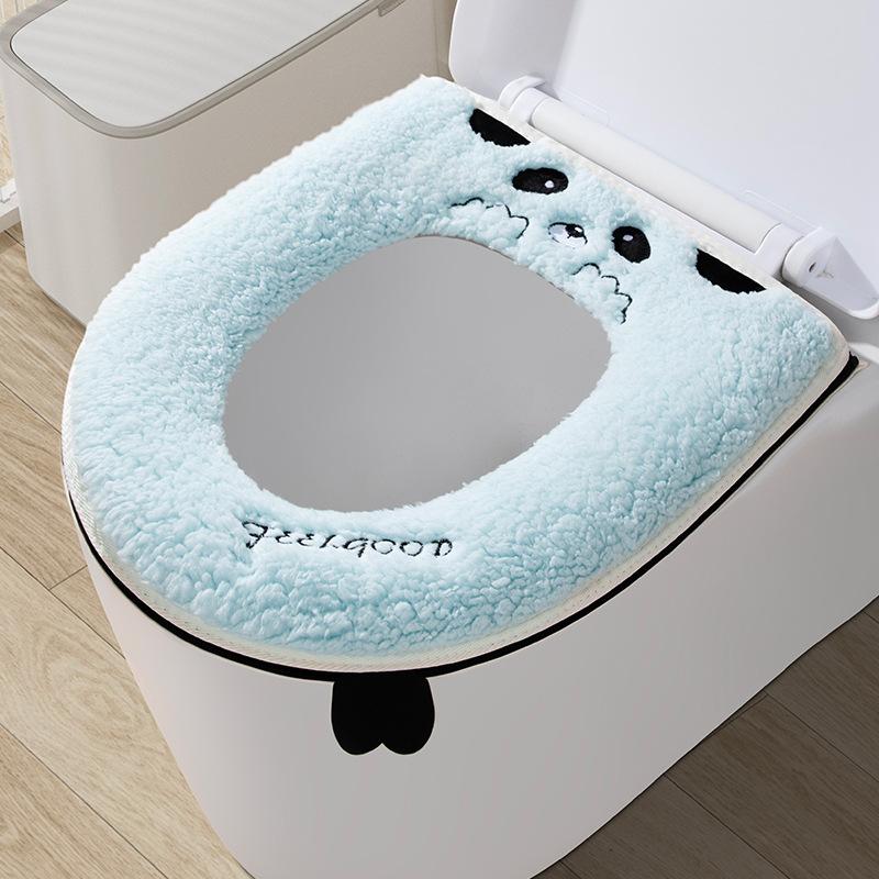 Зимняя толстая подушка для сиденья унитаза, портативная водонепроницаемая и теплая, чехол для домашнего унитаза с застежкой-молнией, только для ручной стирки, аксессуар для ванной комнаты