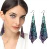 Glamour Fashion Tassel Earrings Metallic Sequins Long Large Pendant Women's Jewelry
