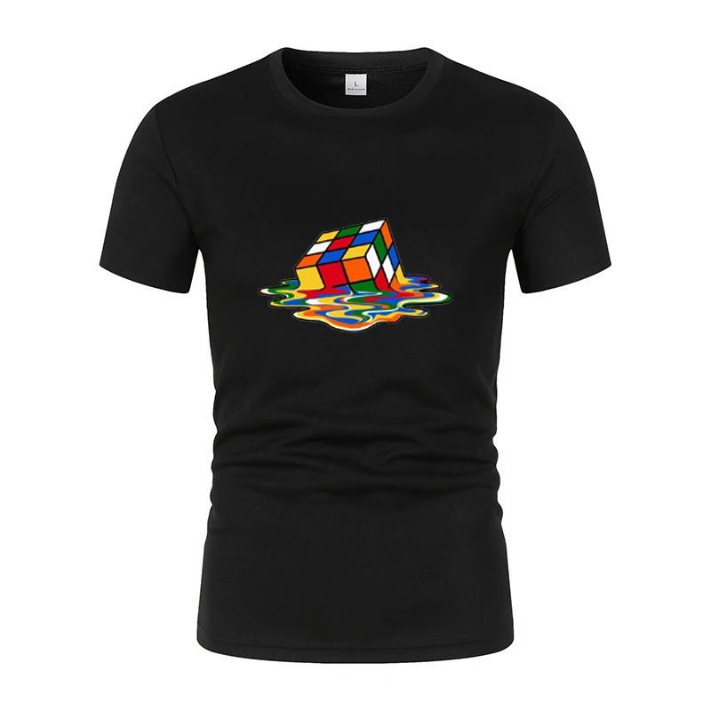 Летняя новая модная и интересная мужская футболка с короткими рукавами с принтом Рубика, повседневная унисекс-футболка в стиле Харадзюку для улицы, спортивный топ