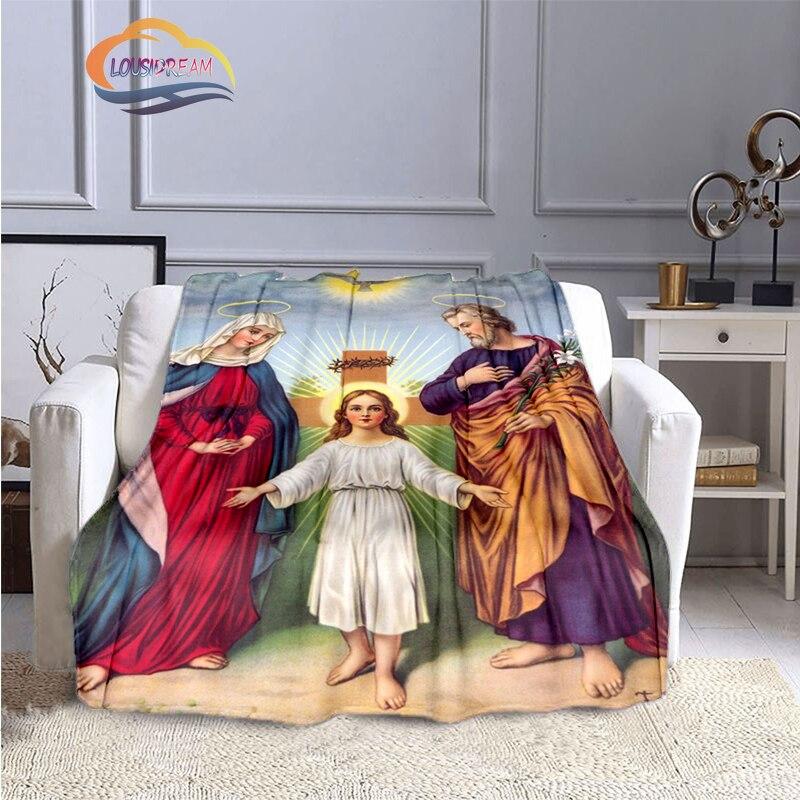 Одеяла с 3D принтом Христа Пресвятой Девы Марии, модные фланелевые кашемировые одеяла, модные религиозные мягкие покрывала, диванные одеяла