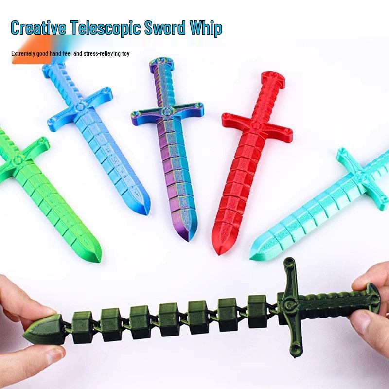 3D Printed Retractable Toy Sword: Creative Flexible Whip & Movable Joint for Kids