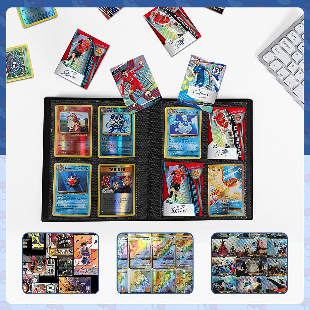 Картотека Папка-наклейка Папка-наклейка 4 кармана Вмещает 160 карт Обложка из полипропиленового материала Эластичный бинт Скрепляет листы карт Коллекционирует другие игровые карты (4 кармана,