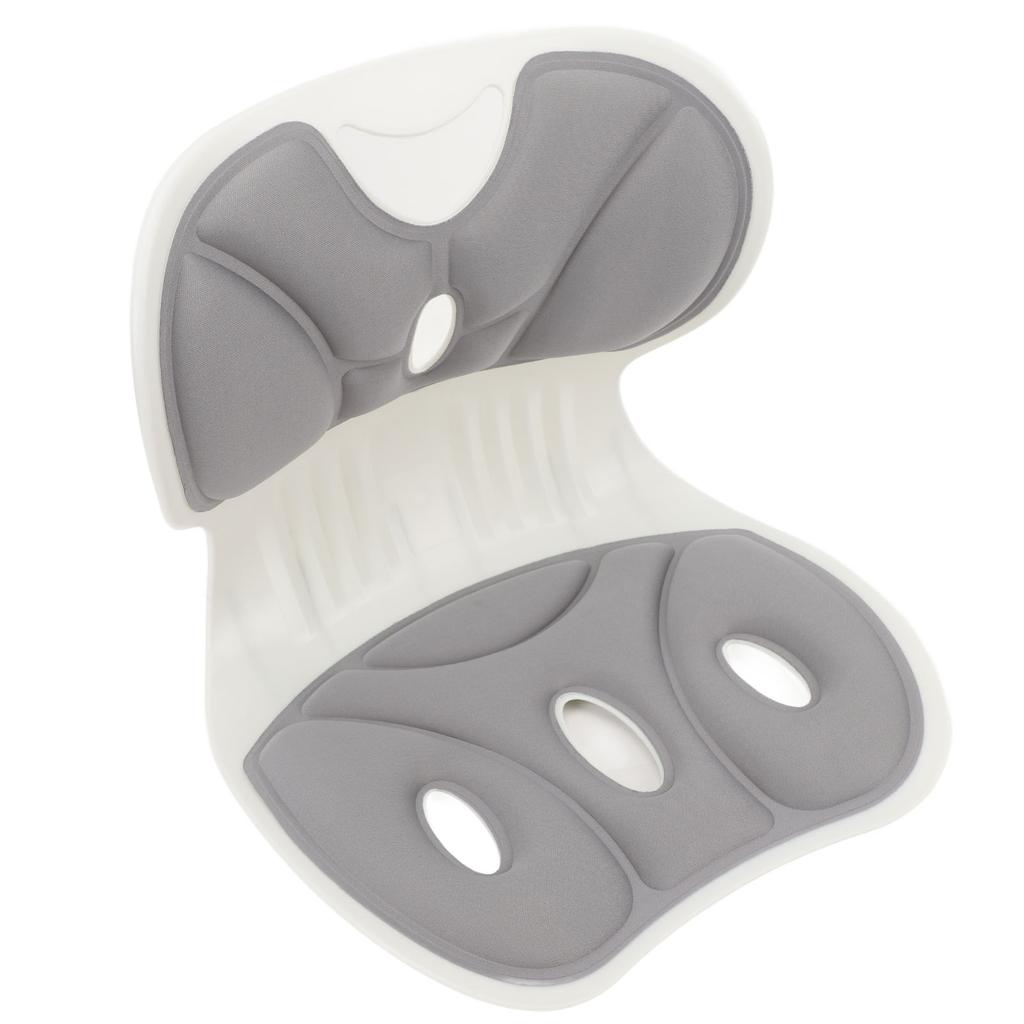 Back and Lumbar Support Breathable Fabric Petal Shaped Office Chair Seating Cushion Gray