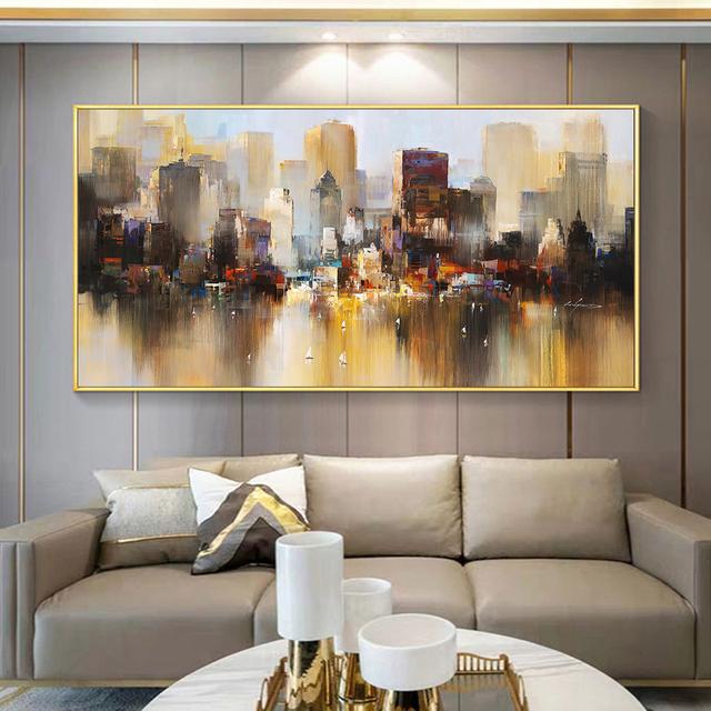 RELIABLI ART Abstract City Building Landscape Posters Home Wall Canvas Paintings For Cuadros Living Room Decor Pictures No Frame