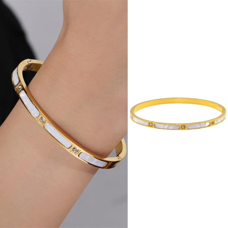 Браслеты из нержавеющей стали с ракушкой для женщин, золотые браслеты, не выцветающие ювелирные изделия, подарок