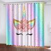 Rainbow Horse Unicorn Shade Curtains Kids Room Curtains 2 Panel Boys Girls Bedroom Living Room Decorative Curtains