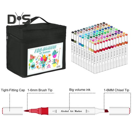 120 шт. спиртовых художественных маркеров, кистей и наконечников-долот, маркеры профессионального класса на спиртовой основе для детей, художников, рисунков, живописи