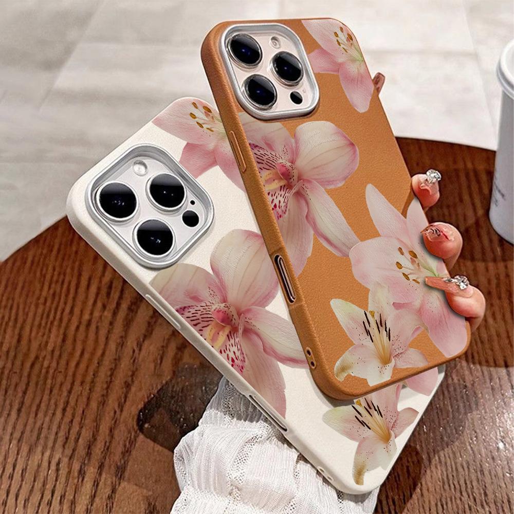 Элегантный чехол для телефона с узором из розовых цветов для iPhone 17 16 15 14 Pro 13 12 11 Pro Max 17 Air 14 15 Plus Ударопрочный мягкий чехол