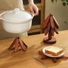 Wooden Insulating Coasters 4 tripods and 1 bracket Tree Folding Placemats Anti Scald Heat Resistant Table Decor Mats Pot Holder
