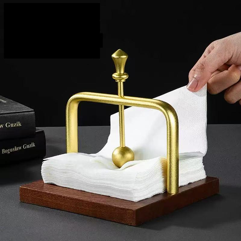 Napkin Holder Wood Table Napkin Holder With Weighted Metal Arm Modern Cocktail Napkin Holder For Home Kitchen Office Restaurant