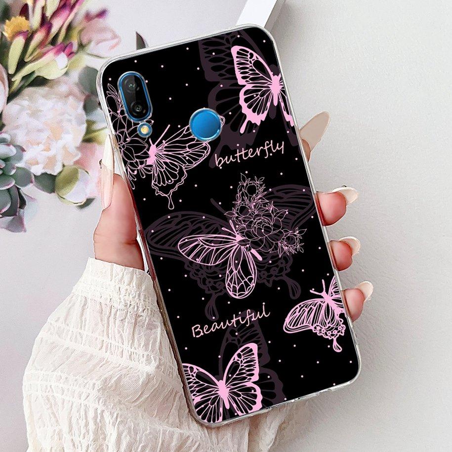 For Huawei P20 Lite Case Popular Flower Butterfly Soft Clear Silicone Phone Back Cover For Huawei P20Lite Nova 3e ANE-LX1 Bumper