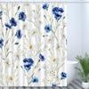 Синяя цветочная шторка для душа Акварельная цветочная шторка для ванной Полиэстер Водонепроницаемые шторки для ванной комнаты с крючками Экран для душа