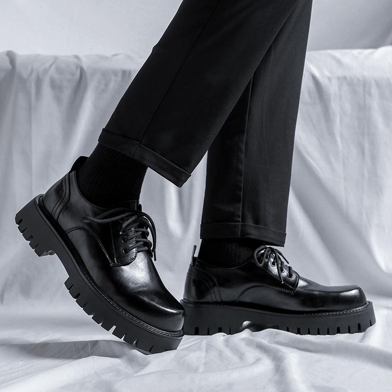 Модные классические ретро мужские туфли для вечеринок с большим пальцем на толстой подошве для мужчин, деловые повседневные туфли для британских мужчин, носимые оксфорды, увеличивающие рост
