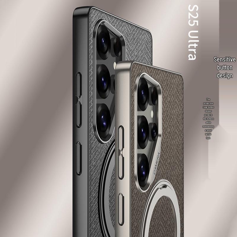 Магнитный кожаный чехол с защитой от падения Magsafe для Samsung S25 Ultra