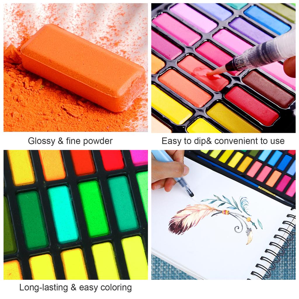 Набор из 36 акварельных красок с 1 * кистью / 2 * перьевой ручкой / 1 * книжным искусством для печати