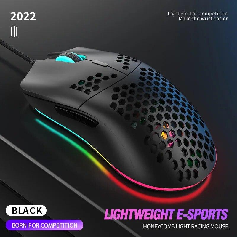M1 Проводная легкая игровая мышь 69 г Сверхлегкая сотовая оболочка RGB Chroma Backlight 6400 DPI Эргономичная для ноутбука ПК Mac Gamer