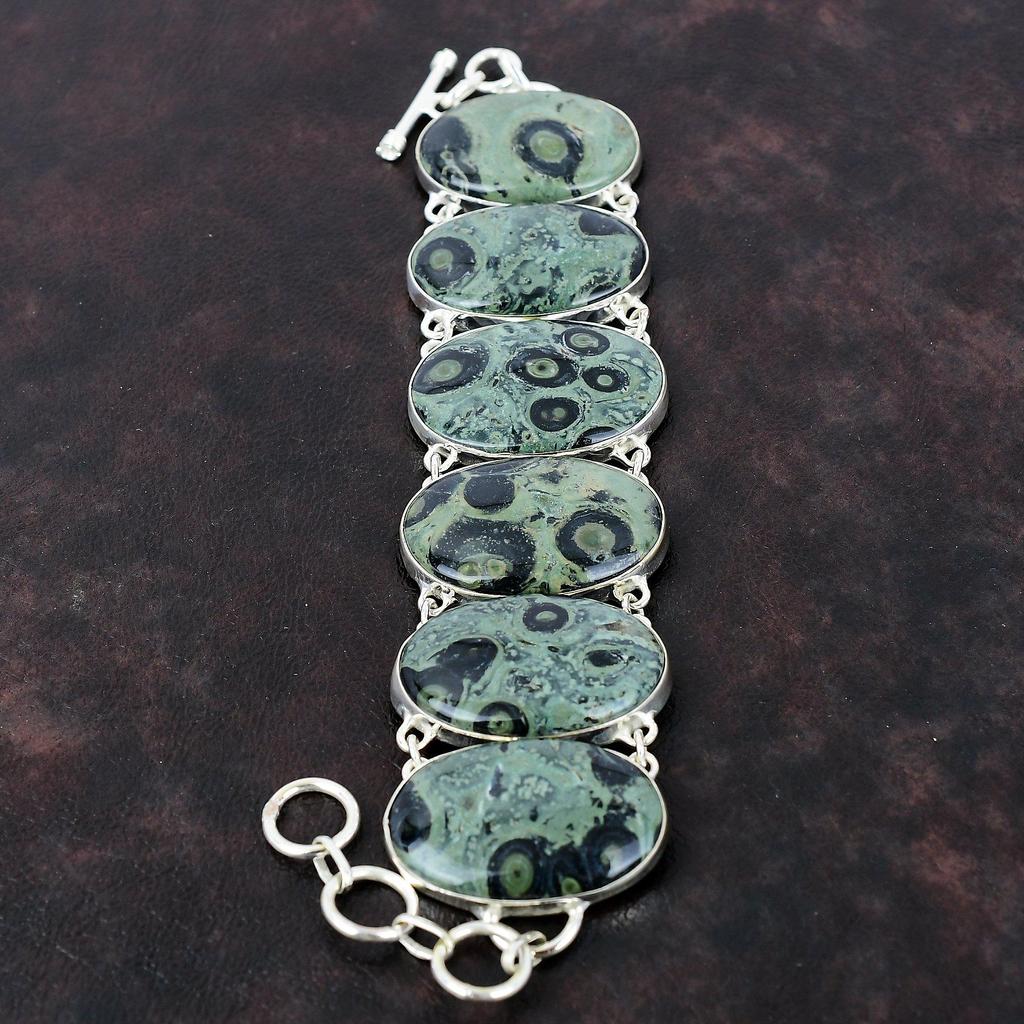 Браслет из яшмы Камбаба, браслет из стерлингового серебра 925 пробы, достойные ювелирные изделия из драгоценных камней, регулируемый браслет-цепочка, изящный браслет ручной работы, подарок для мамы