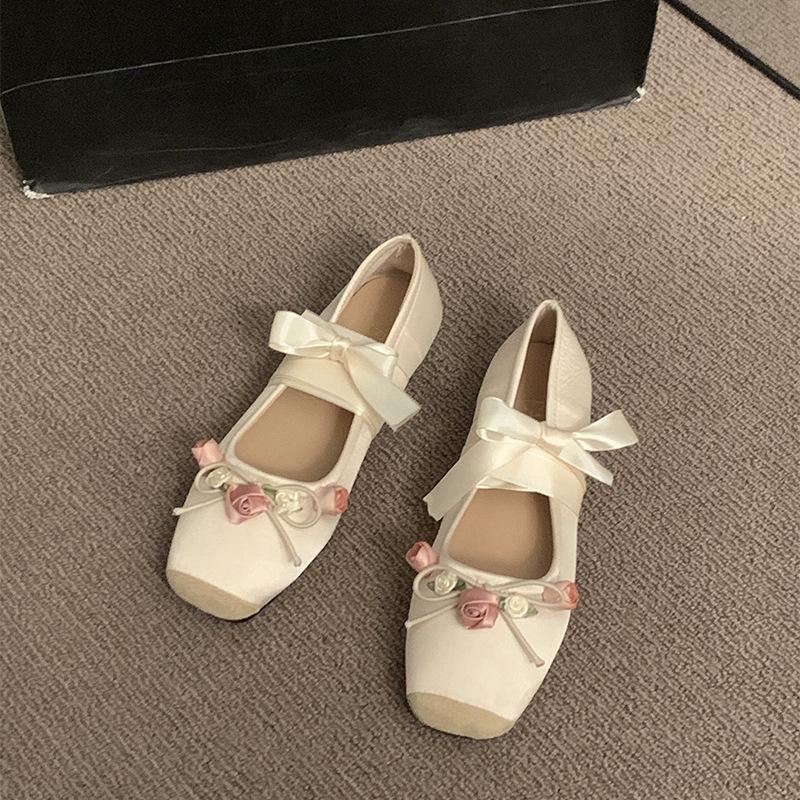 Pink Light Mouth Square Head Flat Sole Shoes Women's 2025 New Spring and Autumn Ballet Shoes Small Fragrant French Mary Jane Shoes