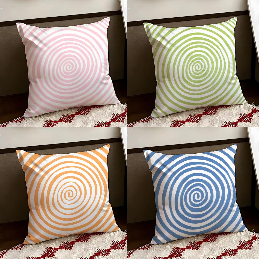 Hypnotic Stripe Psychedelic Cushion Cover Reversible Soft Durable Pillow Cover Home Car MultiScene Use for Daily Comfort